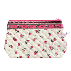 Provence Zippered Cosmetic Pouch - Floral Pink - Large 