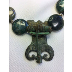 Antique Bronze Fibula & Apatite Necklace