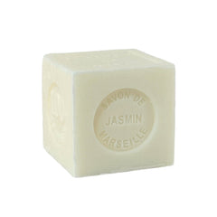 Mini Marseille soap with jasmine scent, crafted in France using traditional craftsmanship, 3.5 oz natural and biodegradable soap bar for sensitive skin.