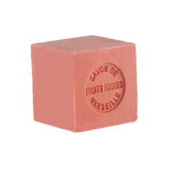 Mini Marseille soap with mixed red berries scent, crafted in France using traditional craftsmanship, 3.5 oz natural and biodegradable soap bar for sensitive skin.