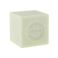 Mini Marseille soap with verbena scent, crafted in France using traditional craftsmanship, 3.5 oz natural and biodegradable soap bar for sensitive skin.