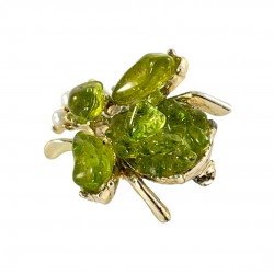 Vintage Peridot and Faux Pearls Light Gold Tone Flying Bug Brooch