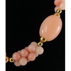 Vintage Trifari Peach Plastic Beads Jewelry Set Necklace & Earrings