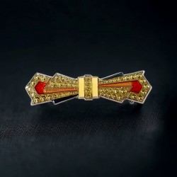 Vintage Art Deco Style Enamel & Resin Bow Brooch