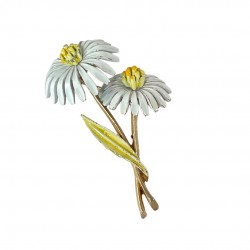 Vintage Signed ART Enamel Daisies Brooch