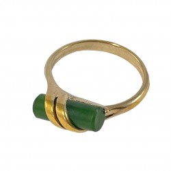 Vintage Signed Avon Wrapped Jade Cylinder Gold Tone Ring