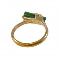 Vintage Signed Avon Wrapped Jade Cylinder Gold Tone Ring