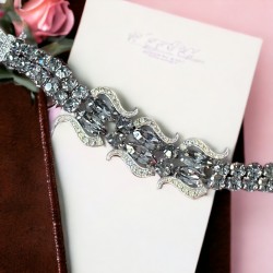 Vintage Signed Weiss Black Diamond & Pave Rhinestones Bracelet