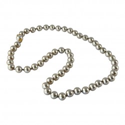 Vintage Grey Beige Faux Pearls Knotted Necklace