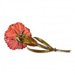 Vintage Pink Carnation Enamel Gold Tone Large Brooch, Weiss Style Floral Brooch