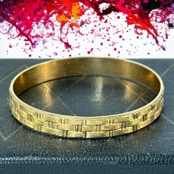 Vintage Coro Pegasus Basket Weave Gold Tone Bangle Bracelet