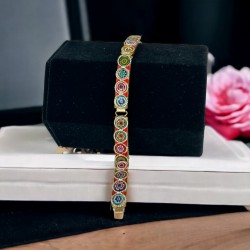 Vintage Venetian Millefiori Gold Tone Panel Link Bracelet