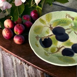 Vintage St Clement Country French Hand Painted Plum Majolica Plate