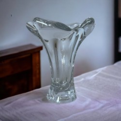Vintage Signed Cofrac French Mid-Century Modern Sculptural Translucent Art Glass Vase
