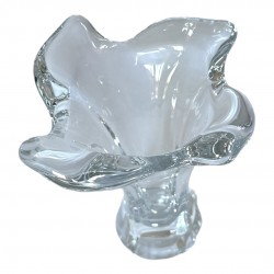 Vintage Signed Cofrac French Mid-Century Modern Sculptural Translucent Art Glass Vase