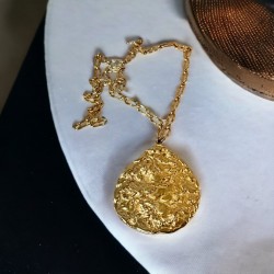 Vintage Napier Molten Gold Collection Large Pendant Necklace