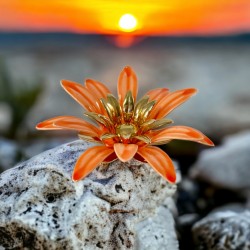 Vintage Sarah Coventry Orange Enamel Flower Large Brooch - Statement Brooch