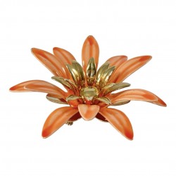 Vintage Sarah Coventry Orange Enamel Flower Large Brooch - Statement Brooch