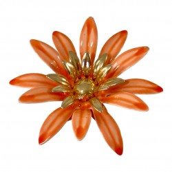 Vintage Sarah Coventry Orange Enamel Flower Large Brooch - Statement Brooch