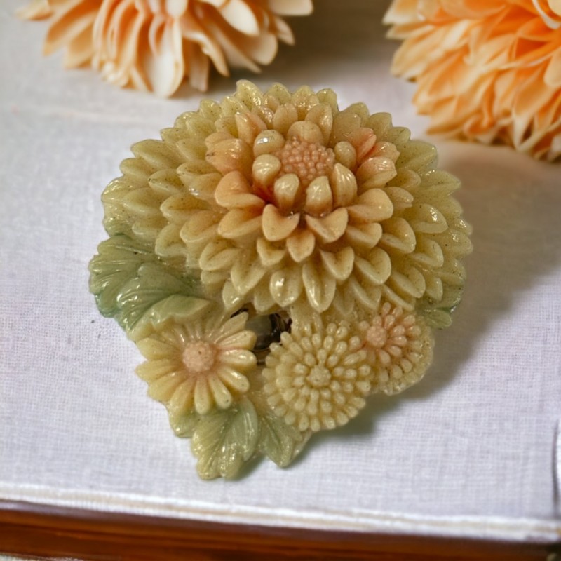 Vintage 1940s Delicate Japan Celluloid Floral Cluster Dress Clip