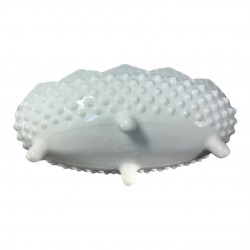 Vintage Fenton Milk Glass Hobnail Footed Long Oval Dish