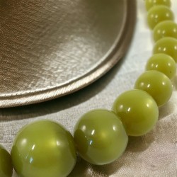 Vintage Olive Green Moonglow Lucite Graduated Necklace