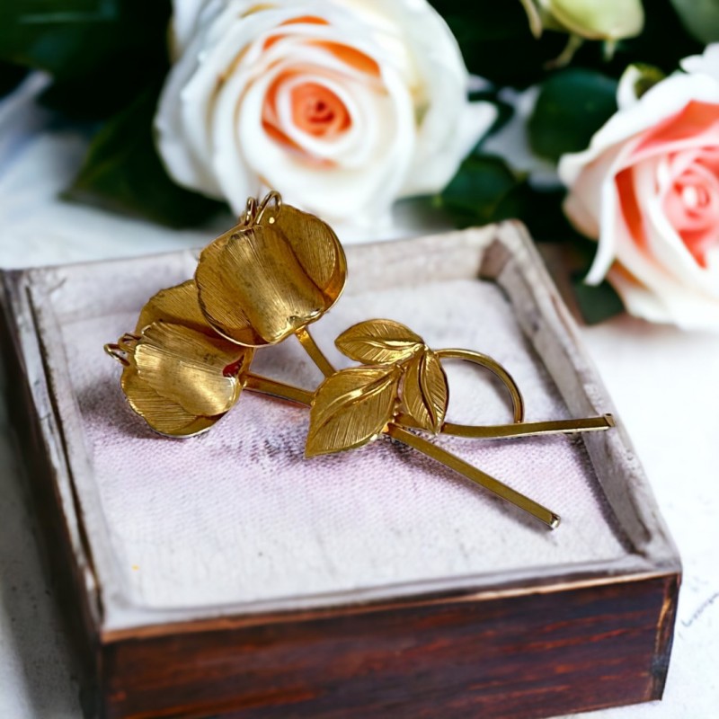 Vintage Beau Sterling Double Dogwood Flower Brooch