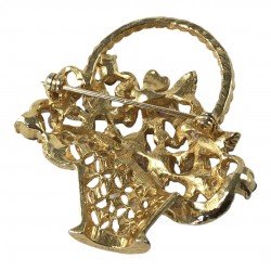 Vintage Weiss Gold Tone Floral Basket Brooch