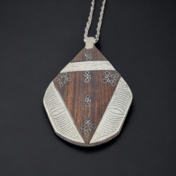 Vintage Touareg 'Ebony' Sterling Silver Inlaid Pendant Necklace