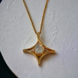 Vintage Sarah Coventry Moon Beam Opalescent Pendant Necklace, 1970s