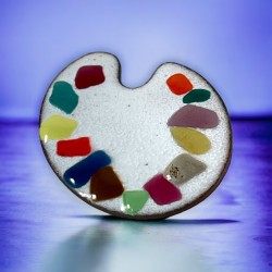 Vintage Colorful Enamel Artist Palette Brooch 1960s