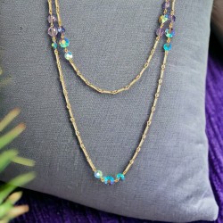 Amethyst Beads + Chain Layered Necklace