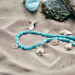 Sleeping Beauty Turquoise & Thai Fine Silver Necklace by Elisabeth Michel-Meyrueix, Ocean Dream