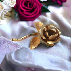 Vintage Giovanni Antonio Cerrito Gold Plated Rose Brooch