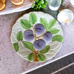 Vintage Shafford Fruit du Jour 1987 Salad Plates Set of 6 | Hand-Painted embossed Majolica China Plates