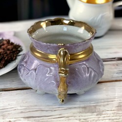 Vintage Purple Hand-Painted Floral Tea Cup/Demitasse | 1960s Gold Accents | Gift for Tea Lover