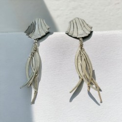 Chic Vintage French Silver Tone Statement Clip-On Earrings | Shoulder Duster Earrings | Jewelry Lover Gift