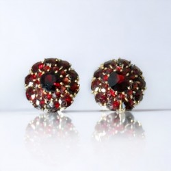 Antique Victorian Bohemian Rose Cut Garnet Cluster Earrings