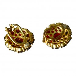 Antique Victorian Bohemian Rose Cut Garnet Cluster Earrings