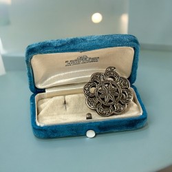 Vintage Open Work Silver Plated Floral Pendant