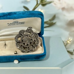 Vintage Open Work Silver Plated Floral Pendant