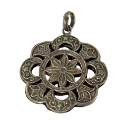 Vintage Open Work Silver Plated Floral Pendant