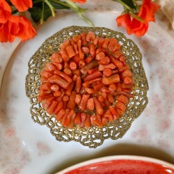 Elegant Vintage Czech Brass Filigree & Coral Branch Brooch