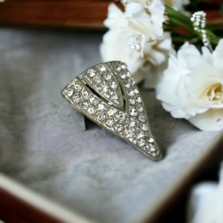 Vintage Art Deco Pave Rhinestones Triangle Small Dress Clip