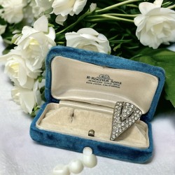 Vintage Art Deco Pave Rhinestones Triangle Small Dress Clip