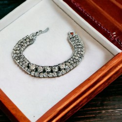 Vintage Charm: 1960s Clear Rhinestones Silver Tone 3-Strand Bracelet