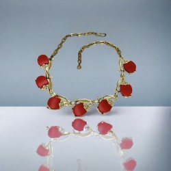 Vintage Moonglow Thermoset Lucite Red Fruits Necklace