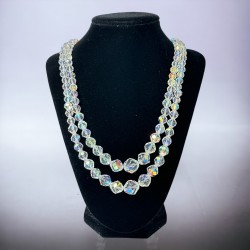 Vintage Sparkling Austrian AB Crystal Graduated Necklace