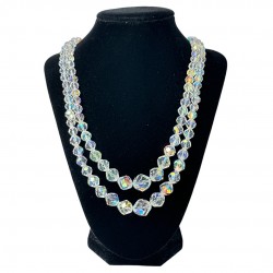 Vintage Sparkling Austrian AB Crystal Graduated Necklace