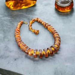 Vintage 1960s West Germany Honey & Gold Tone Faux Tortoise Shell Beads Necklace